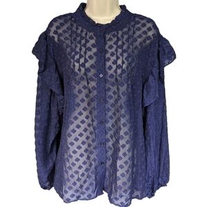 Ophelia Roe NWT Chiffon Ruffle Sleeve Top Sz  3X